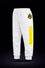 Jogging blanc typographie jaune phosphorescent