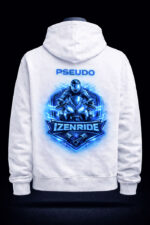 Sweat shirt blanc custom pseudo Izenride bleu