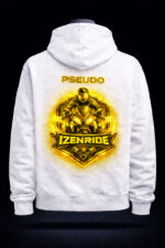Sweat shirt blanc custom pseudo Izenride jaune
