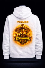 Sweat shirt blanc custom pseudo Izenride orange