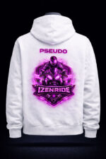 Sweat shirt blanc custom pseudo Izenride rose