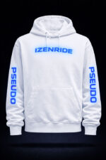 Sweat shirt blanc typographie Izenride bleu pseudo