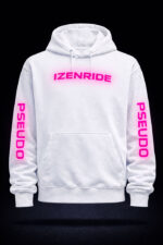 Sweat shirt blanc typographie Izenride rose pseudo