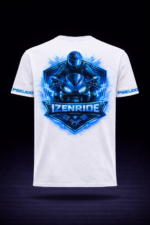 T-shirt blanc dos izencustom bleu
