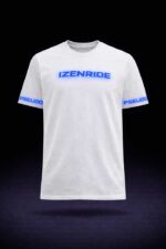 T-shirt col rond blanc izencustom bleu