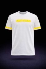 t-shrit blanc col rond custom jaune