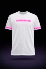 T-shrit blanc col rond izenride rose