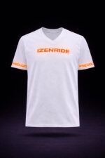 T-shirt col V blanc Izenride typo orange