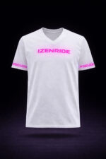 T-shirt col V blanc izenride rose