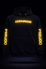 Sweat shirt noir typographie Izenride pseudo jaune