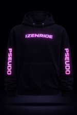 Sweat shirt noir typographie Izenride rose pseudo