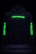 Sweat shirt noir typographie Izenride vert pseudo