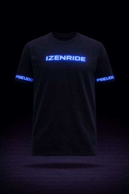 t-shirt col rond noir izencustom bleu