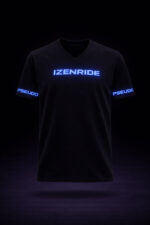 T-shirt en v Izenride noir custom bleu