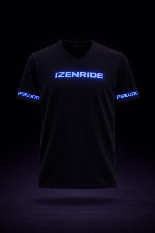 T-shirt en v Izenride noir custom bleu