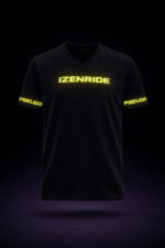 T-shirt en v Izenride noir custom jaune