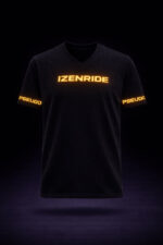T-shirt en v Izenride noir custom orange