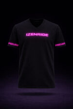 T-shirt col V Izenride noir custom rose