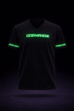 T-shirt col V Izenride noir custom vert